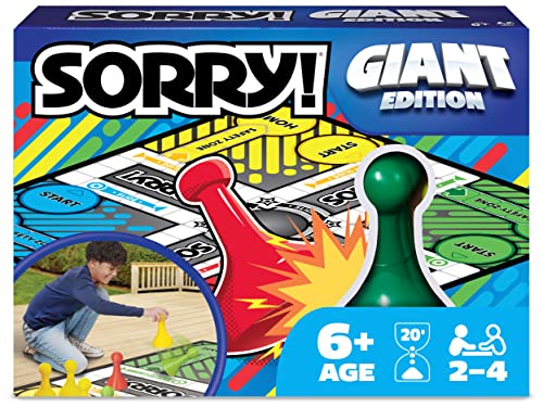 Giant Sorry! Classic Family Board Game Indoor Outdoor Retro Party Activity with Oversized Gameboard & Pieces, for Kids and Adults Ages 6 & up by Spin Master