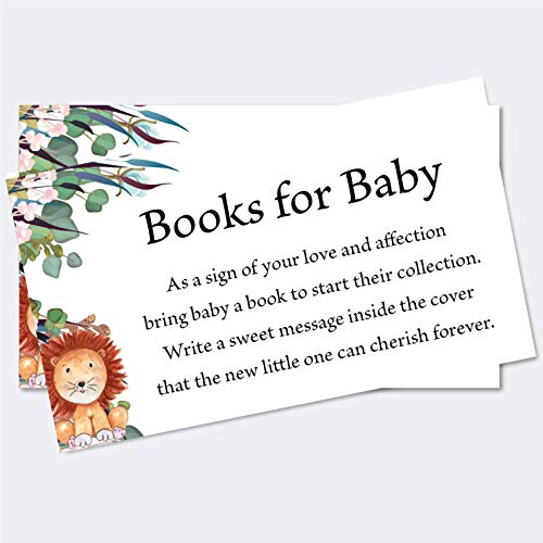 Set of 50 Safari Theme Books for Baby Shower Request Cards, Baby Shower Book Request Card, Jungle Theme Baby Shower Invitations from TYPROSE LLC