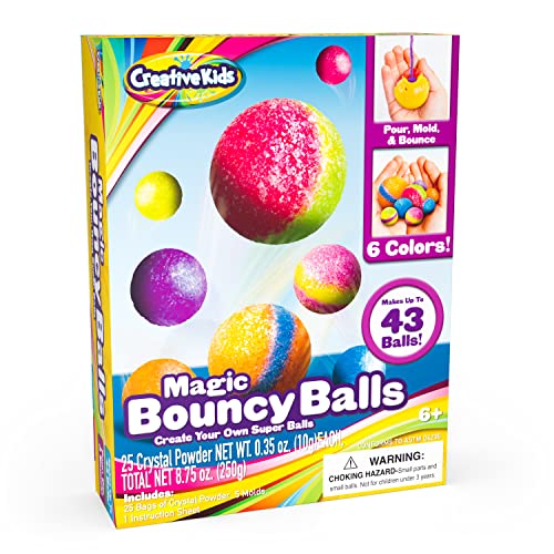 Creative Kids DIY Magic Bouncy Balls - Create Your Own Crystal Powder Balls Craft Kit for Kids - Includes 25 Bags of Multicolored Crystal Powder & 5 Molds - Makes Up to 43 Balls by Creative Kids