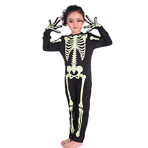 Skeleton Costume Glow-in-The-Dark for kids Halloween Party Dress for Girls,Boys(4-6ys) by Leegleri+childrens-costumes