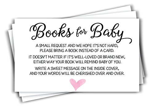 50 Pink Watercolor Heart Baby Shower Book Insert Request Cards (50-Cards) by All Ewired Up
