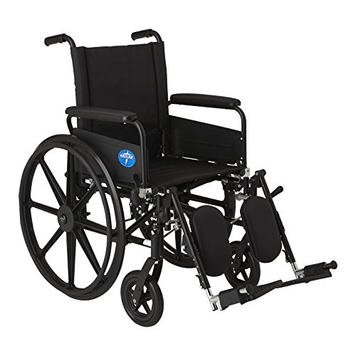 Medline Premium UltraLightweight Wheelchair with FullLength FlipBack Arms and Elevating Leg Rests for Extra Comfort 18â Seat, No, 1 Count by Medline