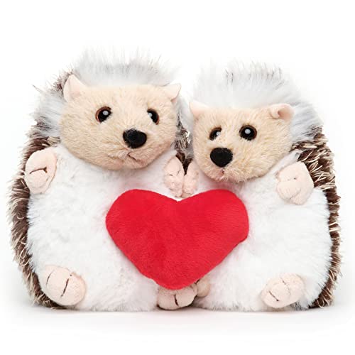 Bearington Lovie and Dovey Plush Stuffed Animal Hedgehogs Holding Heart, 5.5 inches by Bearington Collection
