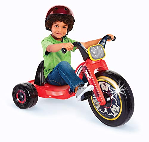 Mickey Mouse Kids Tricycle 15" Fly Wheels Junior Cruiser Ride-On, Pedal Powered Trike with Build-in Light On Both Sides of Big Wheel, for Kids Boys Girls Ages 3-7 Year Old from Jakks