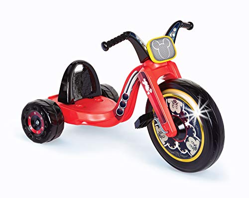 Mickey Mouse Kids Tricycle 15" Fly Wheels Junior Cruiser Ride-On, Pedal Powered Trike with Build-in Light On Both Sides of Big Wheel, for Kids Boys Girls Ages 3-7 Year Old from Jakks