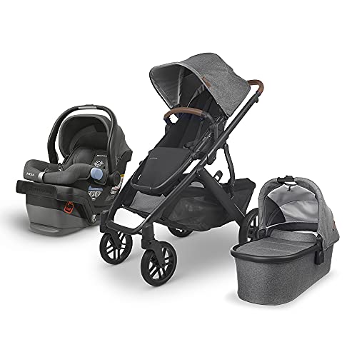 UPPAbaby Vista V2 Stroller - Greyson (Charcoal Melange/Carbon/Saddle Leather) + Mesa Infant Car Seat - Jordan (Charcoal Melange) Merino Wool from AmazonUs/UPPAE