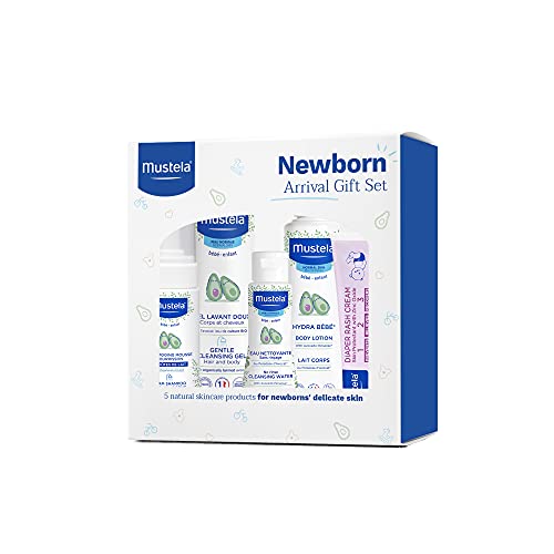 Mustela Newborn Arrival Gift Set - Baby Skincare & Bath Time Essentials - Natural & Plant Based - 5 Items Set by Mustela
