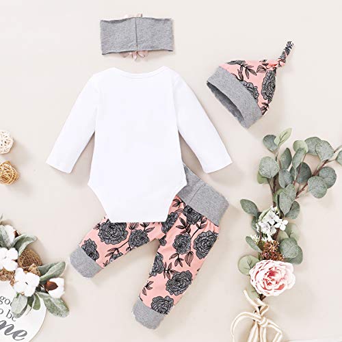 Renotemy Infant Baby Clothes Girl Newborn Outfits Long Sleeve Romper Pants Set 0-3 Months Baby Girl Clothes Outfit Sets Pink by 