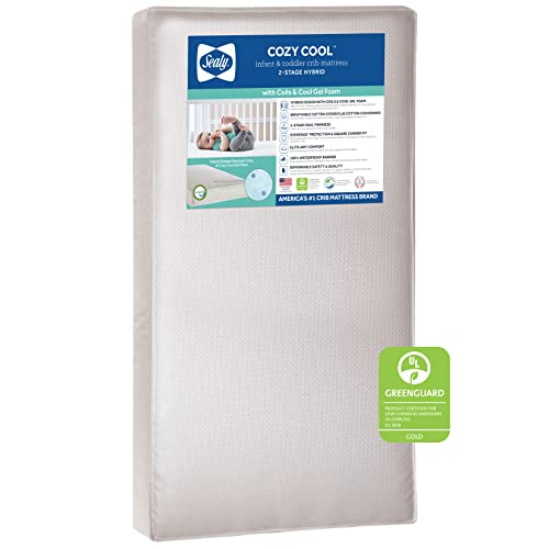Sealy Cozy Cool 2-Stage Coil and Gel Crib Mattress - White, 51.7x27.3x5 Inch (Pack of 1) by Sealy