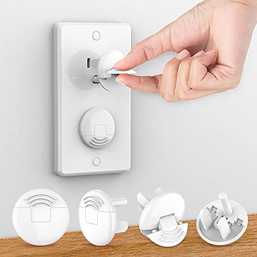 Outlet Covers (45 Pack) with Hidden Pull Handle Baby Proofing Plug Covers 3-Prong Child Safety Socket Covers Electrical Outlet Protectors Kid Proof Outlet Cap (42 Pack Circular Outlet Cover) by HEELALBABY