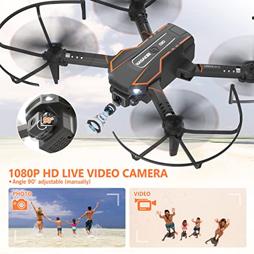 AVIALOGIC Mini Drone with Camera for Kids, Remote Control Helicopter Toys Gifts for Boys Girls, FPV RC Quadcopter with 1080P HD Live Video Camera, Altitude Hold, Gravity Control, 2 Batteries, Black by AVIALOGIC