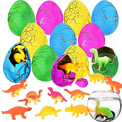 12Pcs Hatching Growing Dinosaur Eggs Toys, Dinosaur Egg That Hatch in Water, Kids Novelty Toy Science Kits for Easter Basket Stuffers, Easter Egg Hunt Easter Party Favors Classroom Prize Toys from BOLMAZ