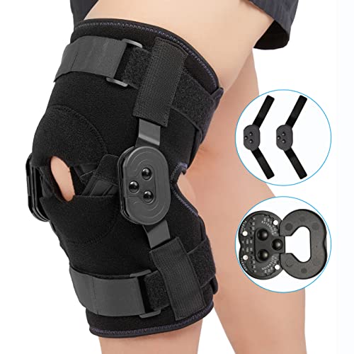 Nvorliy Medical ROM Hinged Knee Brace, Adjustable Open Patella Pad, Knee Immobilizer for ACL, Post Op, Tendon, Orthopedic Rehab and Meniscus Injuries, Fit Right & Left Leg, Women & Men from 