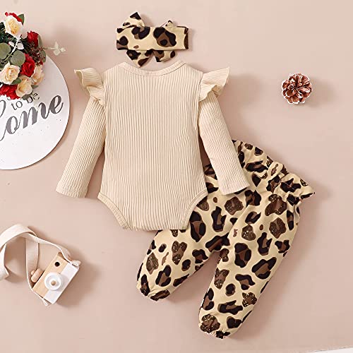 OLLUISNEO Baby Clothes Girl Newborn Baby Girl Clothing Long Sleeve Apricot Romper Pant Set Oufits Fall Baby Girl Outfits 3-6 Months from 