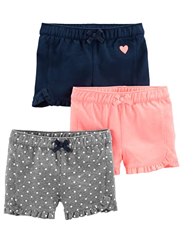 Simple Joys by Carter's Baby Girls' Toddler 3-Pack Knit Shorts, Pink.Gray, Navy, 4T by Carter's Simple Joys - Private Label
