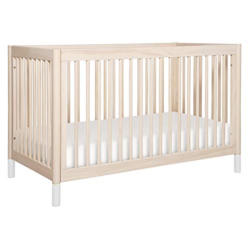 Babyletto Gelato 4-in-1 Convertible Crib with Toddler Bed Conversion in Washed Natural and White, Greenguard Gold Certified by Babyletto