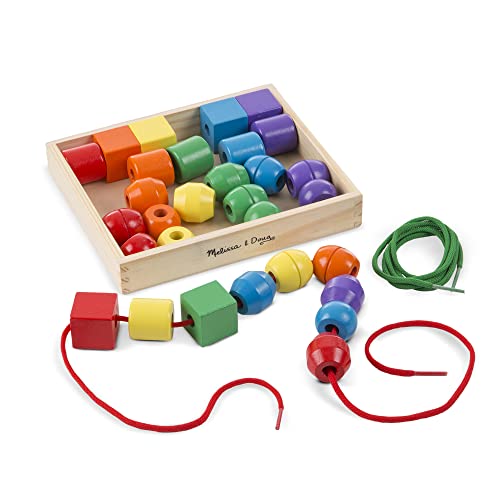 Melissa & Doug Primary Lacing Beads - Educational Toy With 30 Wooden Beads and 2 Laces by Melissa & Doug