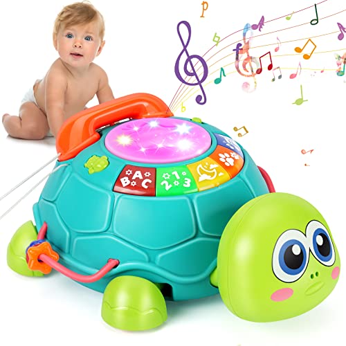 Musical Turtle Crawling Baby Toys for 3 6 9 12 18 Months, Fun Early Development Educational Infant Toy Learning w/ Lights n Music, Cute Baby Boys Girls Gifts for 4 5 7 8 10 11 Month 1-2 Year Old from HMP-TT