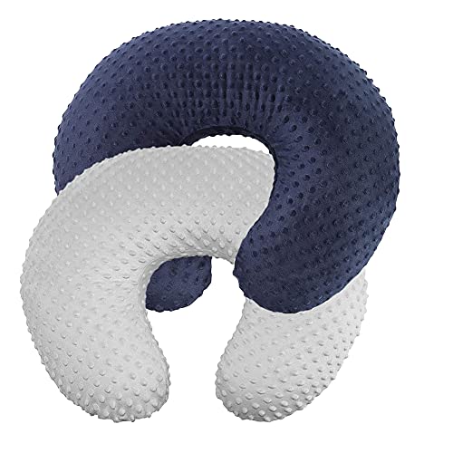 iEvolve Nursing Pillow Cover Breast Feeding Pillow Support Positioner Lounger Cover for Baby Boy Girl(Navyblue&Silver Grey 2Pack) from iEvolve