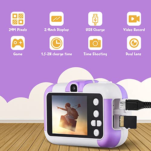 SUZIYO Children Camera, Birthday Electronic Toys for Kids, Upgrade Toddlers Selfie Digital Camcorder 1080P for Age 4-7 Years Old Boys & Girls (with 32G SD Card, Purple) from SUZIYO
