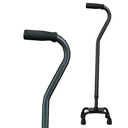 Carex Health Brands Quad Cane with Small Base - Adjustable Height Quad Cane and Walking Stick with Small Base - Holds Up to 250 Pounds, Black, Universal from Carex Health Brands