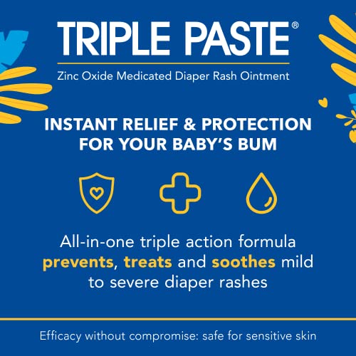 Triple Paste Diaper Rash Cream and Spatula Bundle - 16 oz Zinc Oxide Ointment and Diaper Cream Spatula Treat, Soothe and Prevent Diaper Rash with a Pediatrician-Recommended Hypoallergenic Formula by Advantice Health
