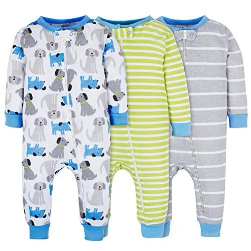 Onesies Brand Baby Boy's 3-Pack Snug Fit One-Piece Cotton Pajamas, Stripes & Doggies, 0-3 Months from Onesies Brand