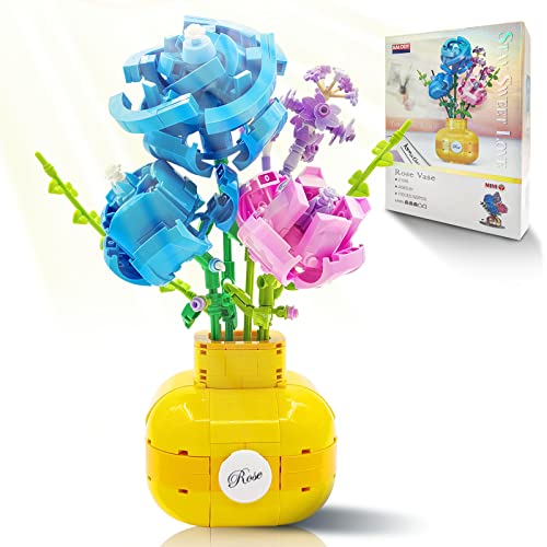 JESGO Flower Bouquet Vase Building Kit Compatible with Lego, Plant Bonsai Rose Flowers Building Blocks Toy, Creative Botanical Collection, Ideal Gift for Adult, Kids (522 PCS) by JESGO