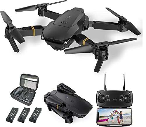 E58 Drone, Drone with Camera for Adults, 4K Mini FPV Drones, drone with camera for beginners, Carrying Case, 3 Speeds, 3 Battery by Rustoil