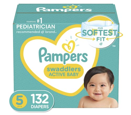 Diapers Size 5, 132 Count - Pampers Swaddlers Disposable Baby Diapers (Packaging & Prints May Vary) by Procter & Gamble