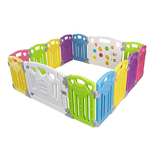 Baby Playpen Kids Activity Centre Safety Play Yard Home Indoor Outdoor New Pen (Multicolour, Classic Set 14 Panel) by Joren