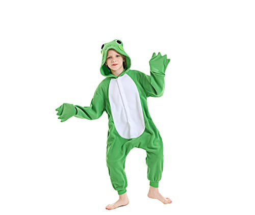 CANASOUR Kids Frog Costume Christmas Halloween Anime Cosplay Animal One Piece Pajamas 10 Years Girls Onesie(10(125#), Frog Green) from 