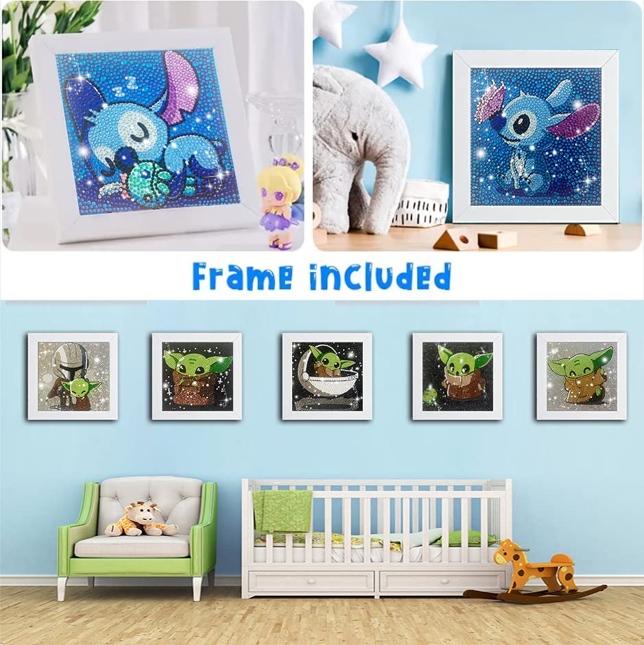 Diamond Painting Kits for Kids, 5D Full Drill Cartoon Diamond Art with Wooden Frame Diamond Dotz for Kids Ages 6-8-10-12 7X7 inch by Eiazuiks