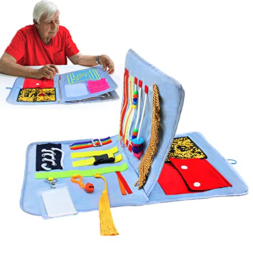 Fidget Blanket for Dementia Elderly, Alzheimers Activities for Adults, Sensory Mat Toy Product for Seniors, Memory Loss Therapy Pad, Dementia Aid Gift (21 * 12 Inch (One More Page)) by DANDMLLC