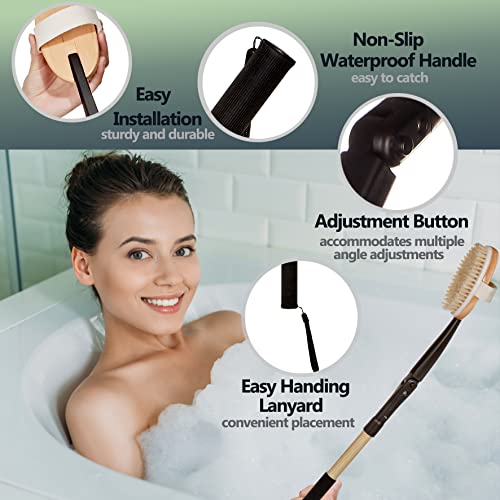 EASACE Long Handle Bath Body Brush & Lotion Applicator for Back Scrubber, Shower Brush with Soft Bristles for Wet or Dry by EASACE