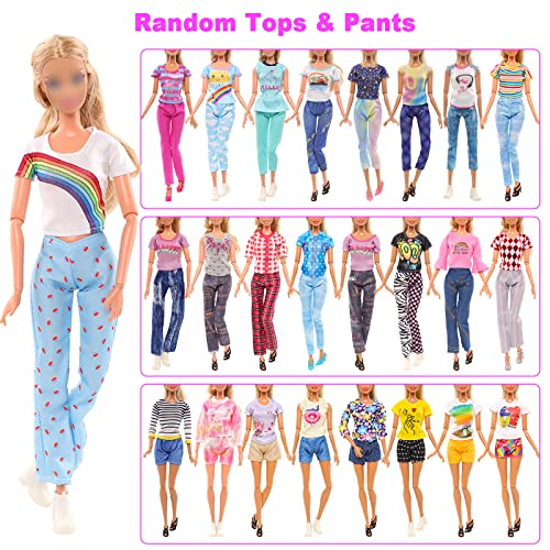42 PCS Doll Clothes and Accessories 3 PCS Fashion Dresses 4 Tops 4Pants 3 PCS Party Dresses 2 Sets Swimsuits Bikini 6 Braces Skirt 10 Hangers and 10 pcs Shoes for 11.5 inch Doll from BM