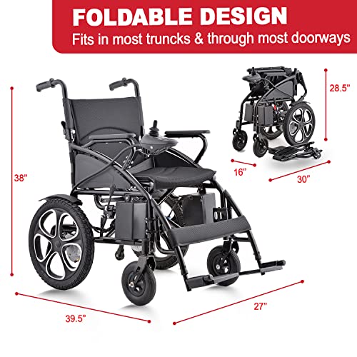 Klano KL01 All Terrain Foldable Electric Wheelchairs for Adults - Heavy Duty - Powerful Dual Motor Motorized Power Wheelchairs - Supports up to 300 lbs - Weight 70 lbs by Innv Tech