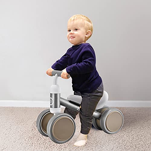 Baby Balance Bike Toys for 1 Year Old Gifts Boys Girls 10-24 Months Kids Toy Toddler Best First Birthday Gift Children Walker No Pedal Infant 4 Wheels Bicycle â¦ (Silver) by Bobike