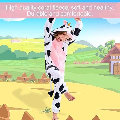Kids Dairy Cow Pajamas Onesie Cow Costume for Boys Girls Animals Onepiece 7-10Y by WELLPARTY