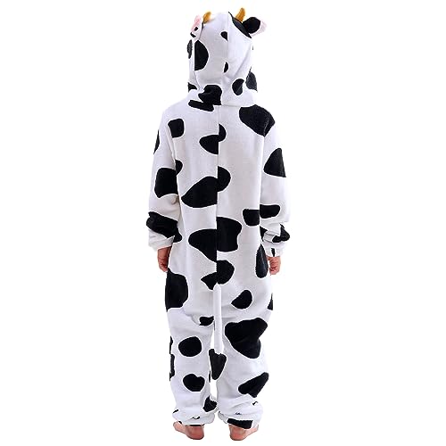 Kids Dairy Cow Pajamas Onesie Cow Costume for Boys Girls Animals Onepiece 7-10Y by WELLPARTY