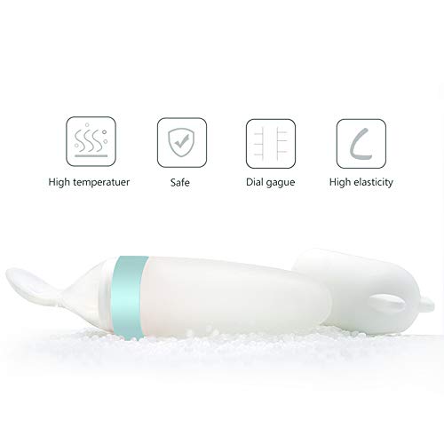 Burabi Silicone Squeeze Feeding Spoon, Baby Food Dispensing Spoon with Dust Cover, BPA Free by Burabi