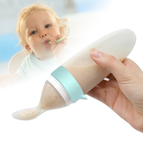 Burabi Silicone Squeeze Feeding Spoon, Baby Food Dispensing Spoon with Dust Cover, BPA Free by Burabi
