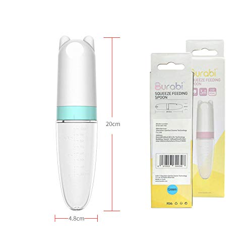 Burabi Silicone Squeeze Feeding Spoon, Baby Food Dispensing Spoon with Dust Cover, BPA Free by Burabi