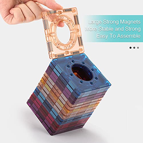 Magnetic Tiles Marble Run for Kids Ages 4-8 with Storage Bag, STEM Educational Toys 3D Strong Magnets Building Blocks Set Construction Playboards for 3 4 5 6 7 8 9 10 Year Old Boys Birthday Gift 71pcs by Destric