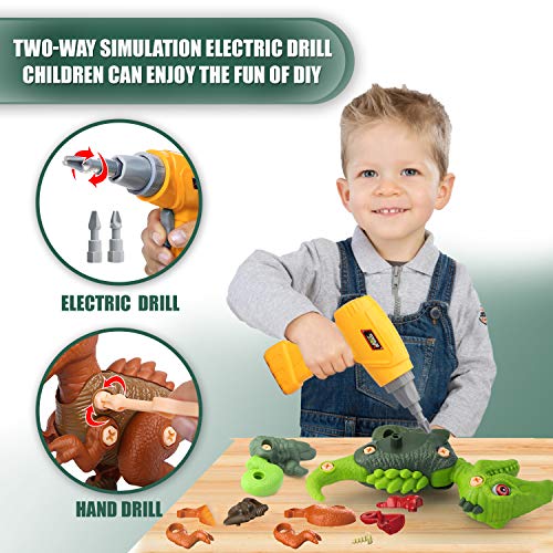 Sanlebi Toy for 4 5 6 Year Old Boys Take Apart Dinosaur Toys for Kids Building Toy Set with Electric Drill Construction Engineering Play Kit STEM Learning for Boys Girls Age 3 4 5 Year Old from Sanlebi
