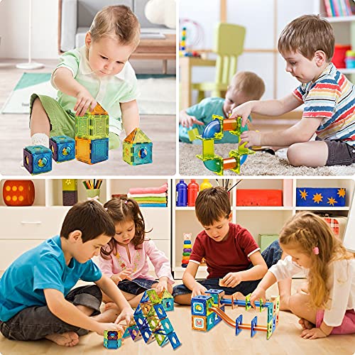 Magnetic Tiles Marble Run for Kids Ages 4-8 with Storage Bag, STEM Educational Toys 3D Strong Magnets Building Blocks Set Construction Playboards for 3 4 5 6 7 8 9 10 Year Old Boys Birthday Gift 71pcs by Destric