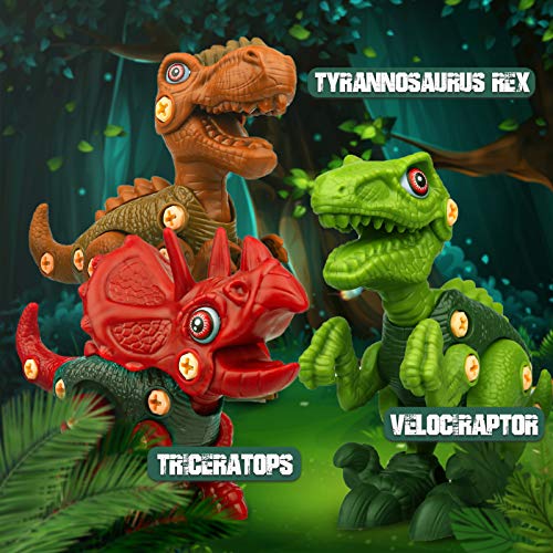 Sanlebi Toy for 4 5 6 Year Old Boys Take Apart Dinosaur Toys for Kids Building Toy Set with Electric Drill Construction Engineering Play Kit STEM Learning for Boys Girls Age 3 4 5 Year Old from Sanlebi