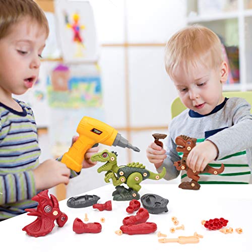 Sanlebi Toy for 4 5 6 Year Old Boys Take Apart Dinosaur Toys for Kids Building Toy Set with Electric Drill Construction Engineering Play Kit STEM Learning for Boys Girls Age 3 4 5 Year Old from Sanlebi