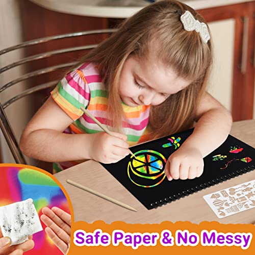 Pigipigi Rainbow Scratch Paper for Kids - 2 Pack Scratch Off Notebooks Arts Crafts Supplies Kits Drawing Paper Black Magic Sheets Scratch Pad Activity Toy for Girls Boys Game Christmas Birthday Gift by pigipigi