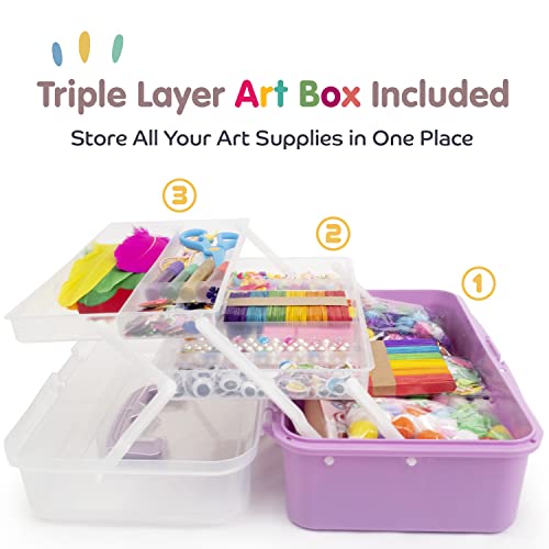 Olly Kids Arts and Crafts Supplies Set- 1000+ Pieces Giftable Craft Box for Kids: DIY Craft Supplies for Toddlers, School Project, and Homeschool by Olly Kids